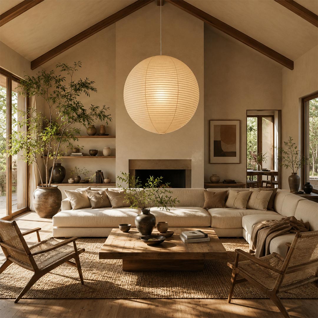 Artistic pleated paper pendant light, a creative handmade fixture ideal for living room, dining area, and bedroom atmosphere."