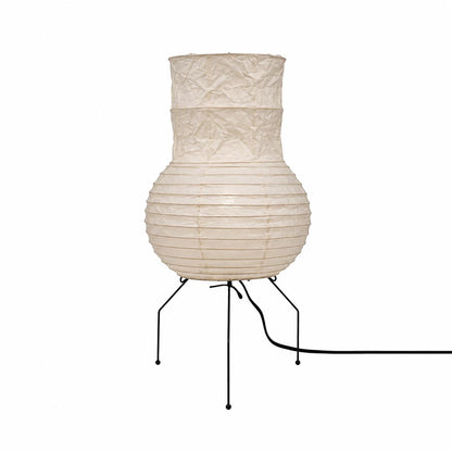 Detailed product shot of the unlit textured paper shade of the Washi Paper Zara Table Lamp on a white background by Stuber Lighting.