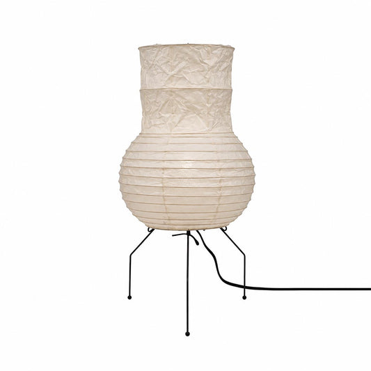 Detailed product shot of the unlit textured paper shade of the Washi Paper Zara Table Lamp on a white background by Stuber Lighting.