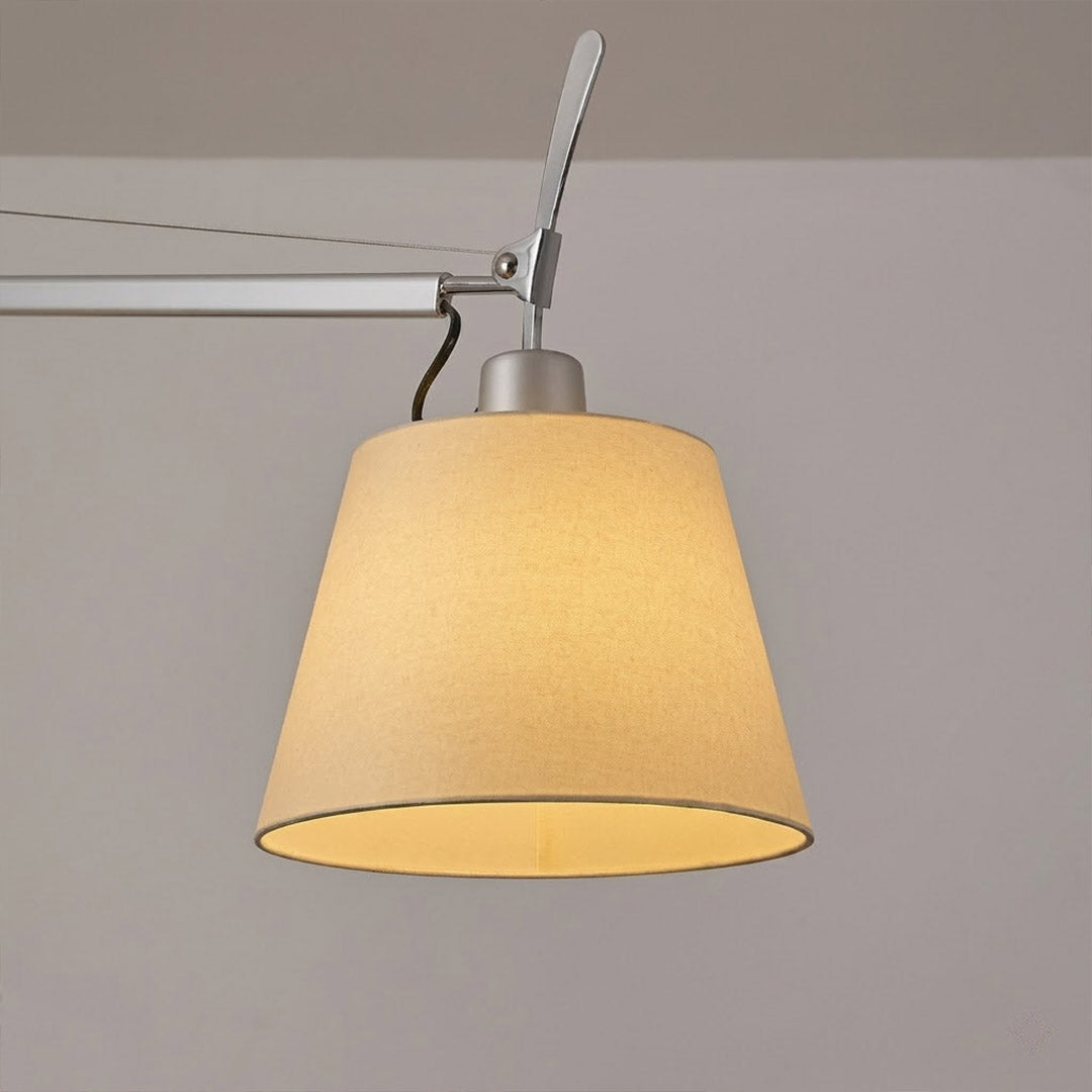 Wren parchment paper shade close up warm amber glow translucent material visible filament library evening light