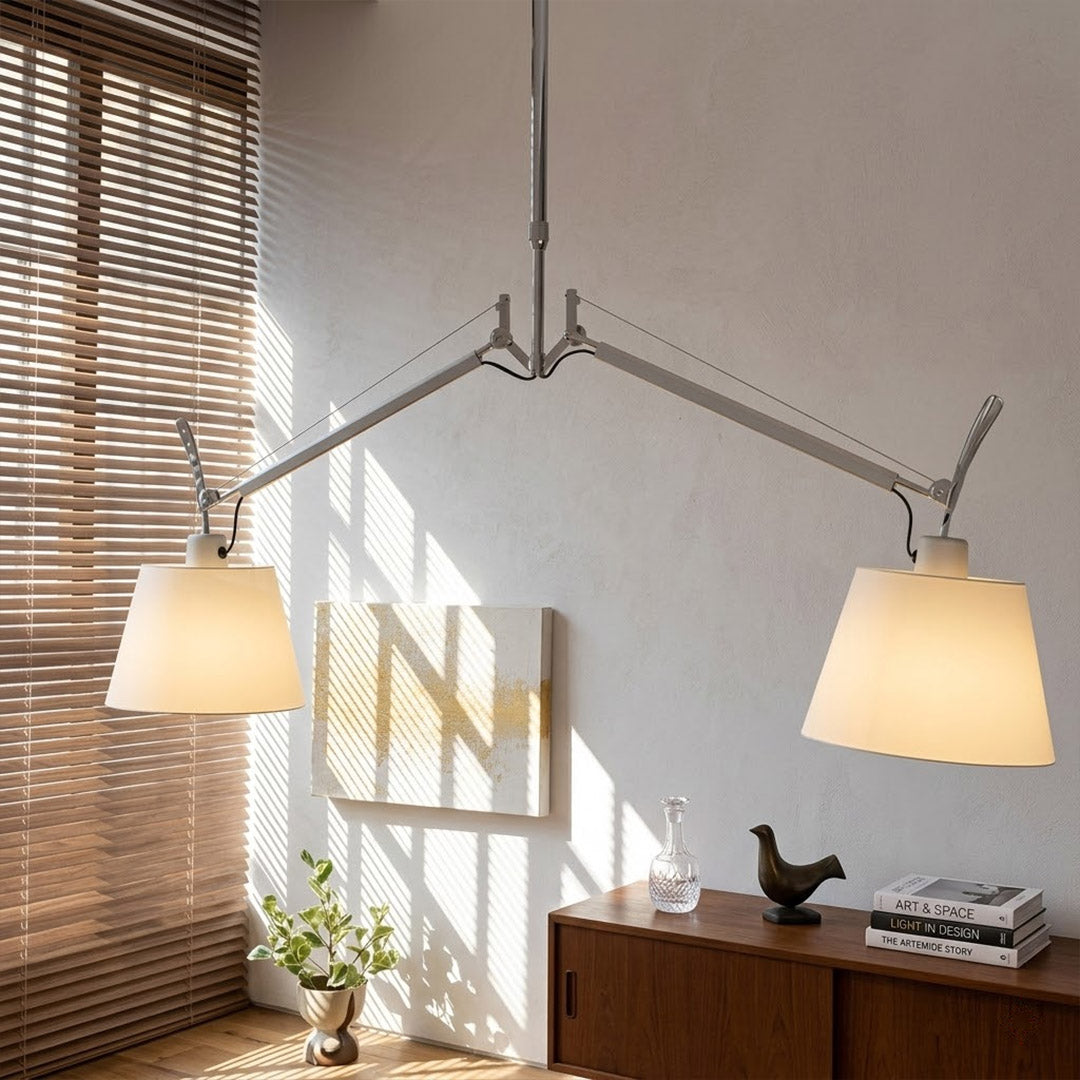 Wren swing arm pendant home office multi purpose desk adjustable parchment shade work writing flexible task lighting