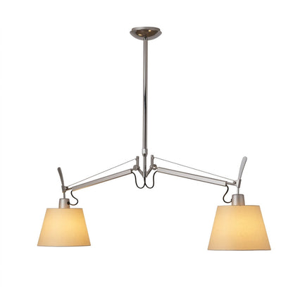 Wren swing arm pendant light 9.4 inch parchment paper shades double adjustable arm brass canopy white background