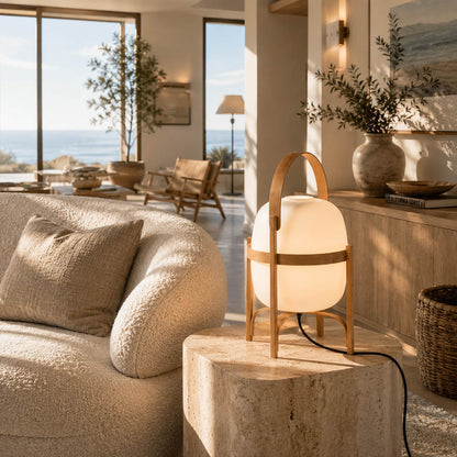 Wynne Ash Wood portable lantern living room reading corner modern Scandinavian Mid Century cordless warm glow interior lifestyle