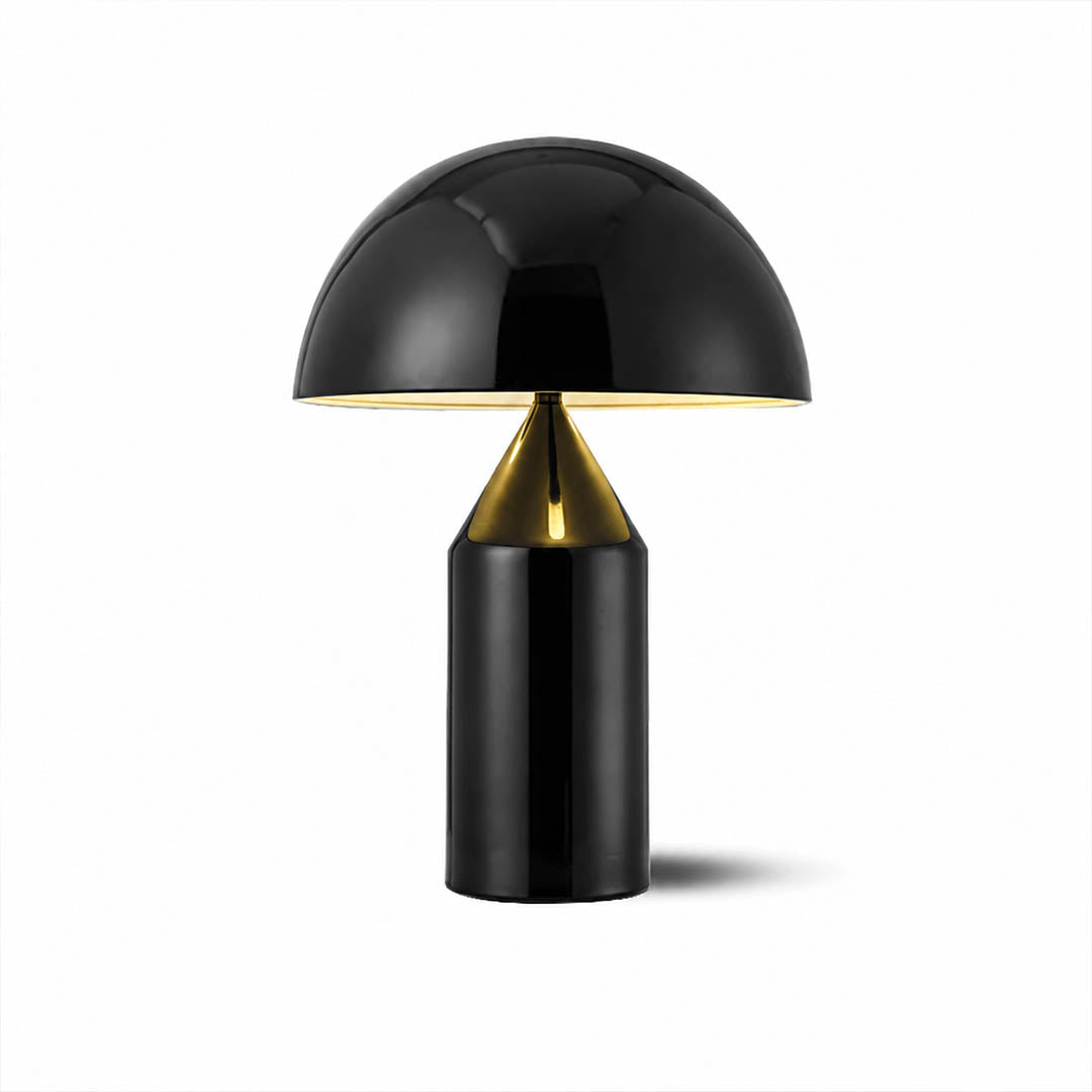 Zelviro table lamp matte black geometric sculptural accent lamp art deco minimalist small side lamp white background front view