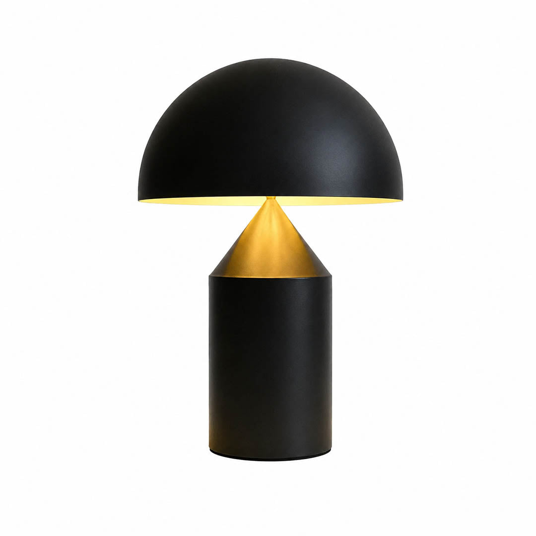 Zelviro table lamp matte black geometric sculptural accent lamp art deco minimalist small side lamp white background front view