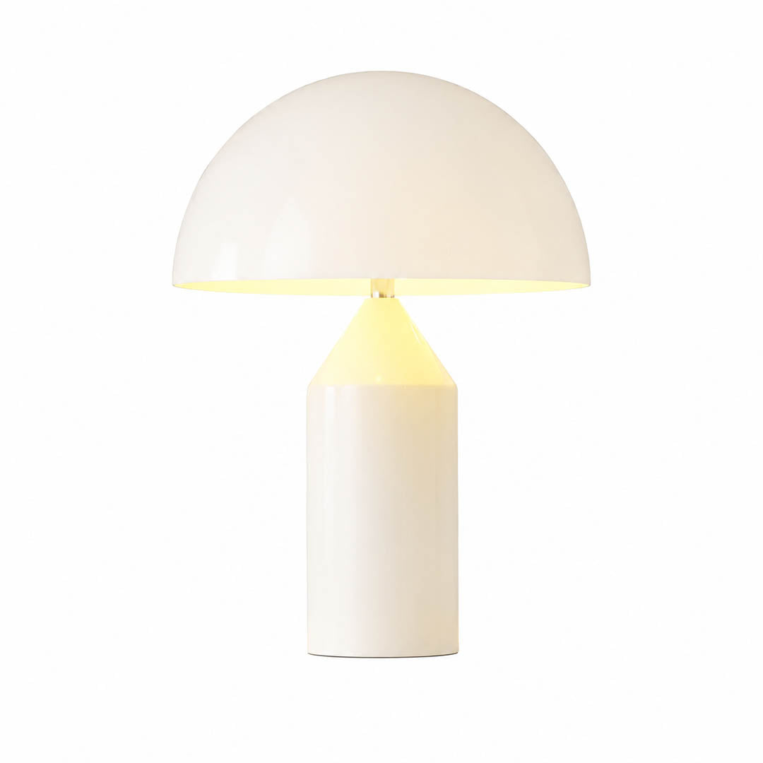 Zelviro table lamp matte white geometric sculptural accent lamp art deco minimalist small side lamp white background front view