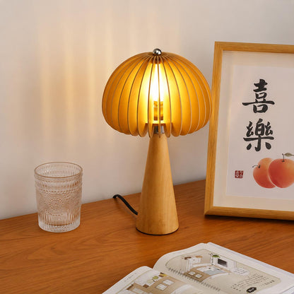 Zucca wood slat table lamp desk home office corner natural wood pumpkin slat shade warm accent rustic modern American home lifestyle interior